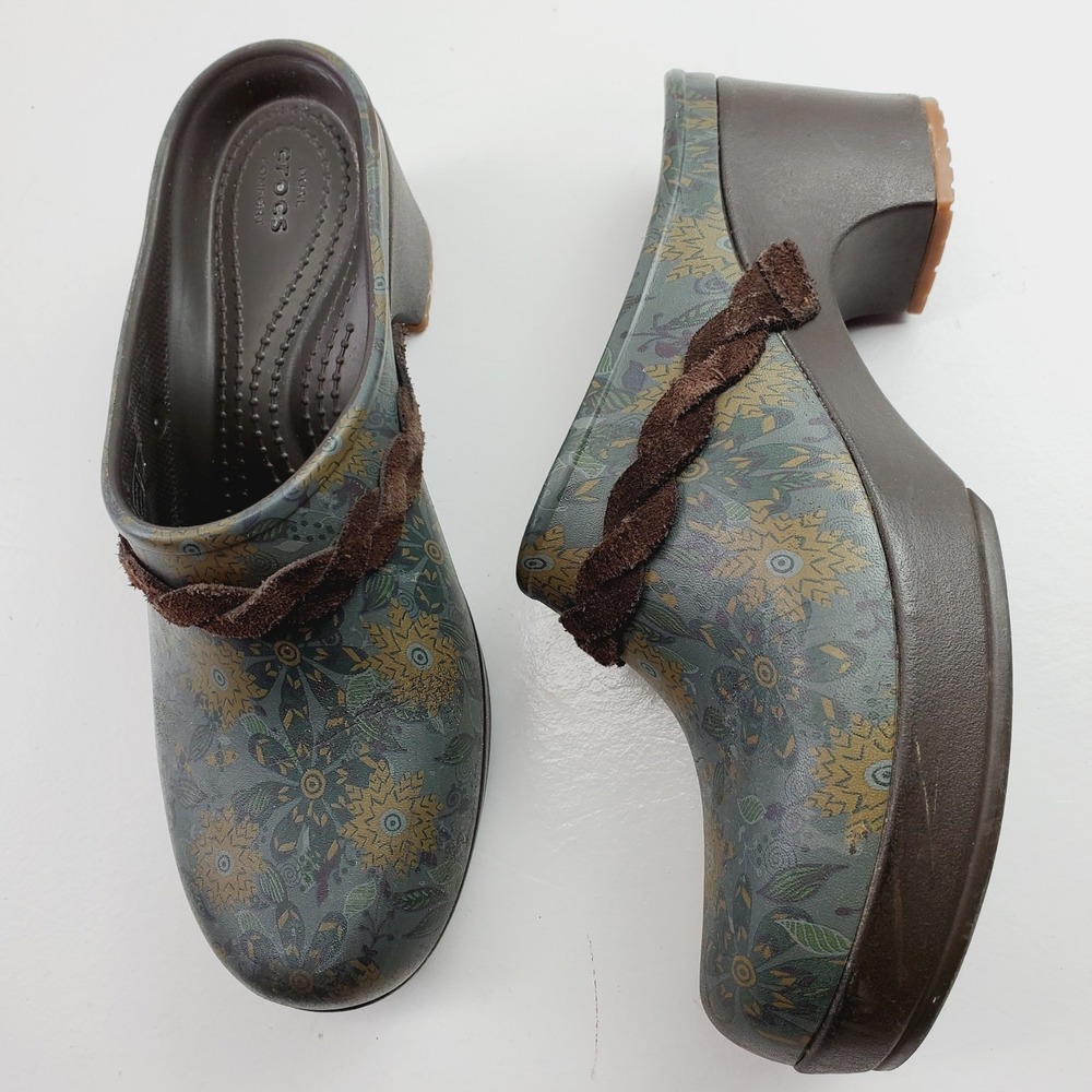 CROCS Women Sarah Crosslite Floral Dual Comfort Heel Clogs Mules  Size W7 - Picture 10 of 10